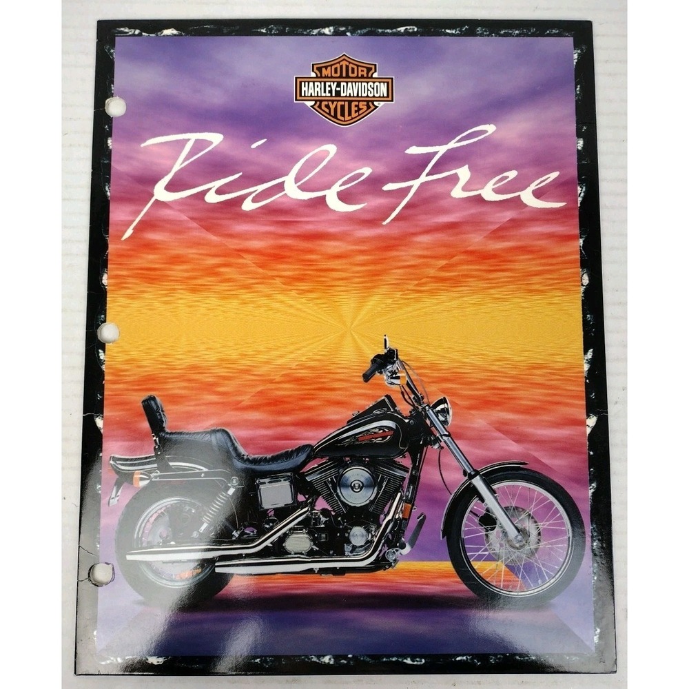 VTG 1996 Y2K Mead Portfolio Folder HARLEY DAVIDSON Motorcycle RIDE FREE PROUD US